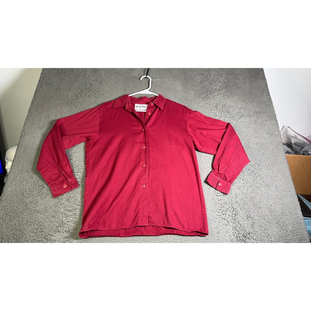 Vintage On‎ The Verge Red Button Down Shirt Long Sleeve Made in USA Red